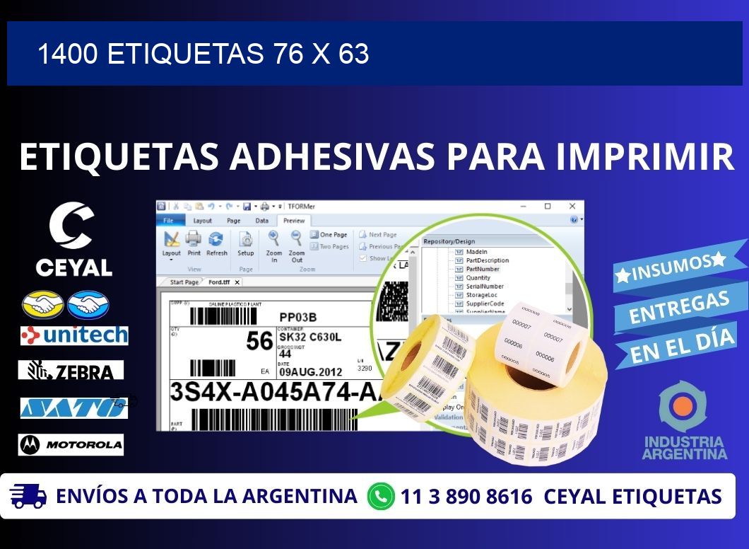 1400 ETIQUETAS 76 x 63