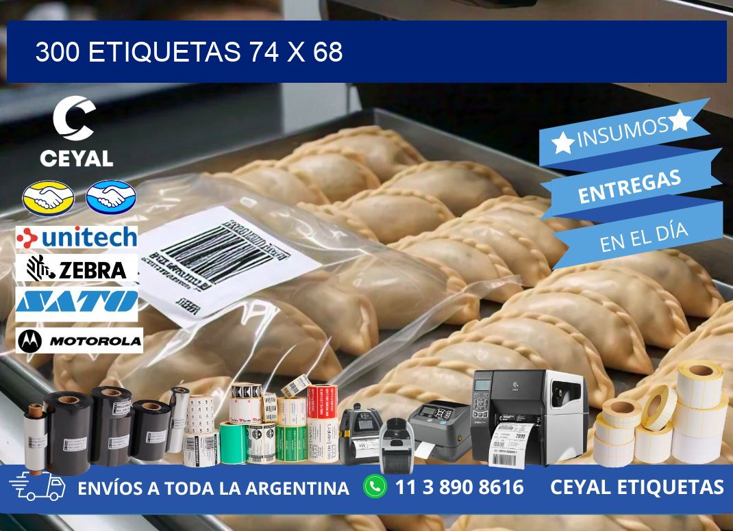 300 ETIQUETAS 74 x 68