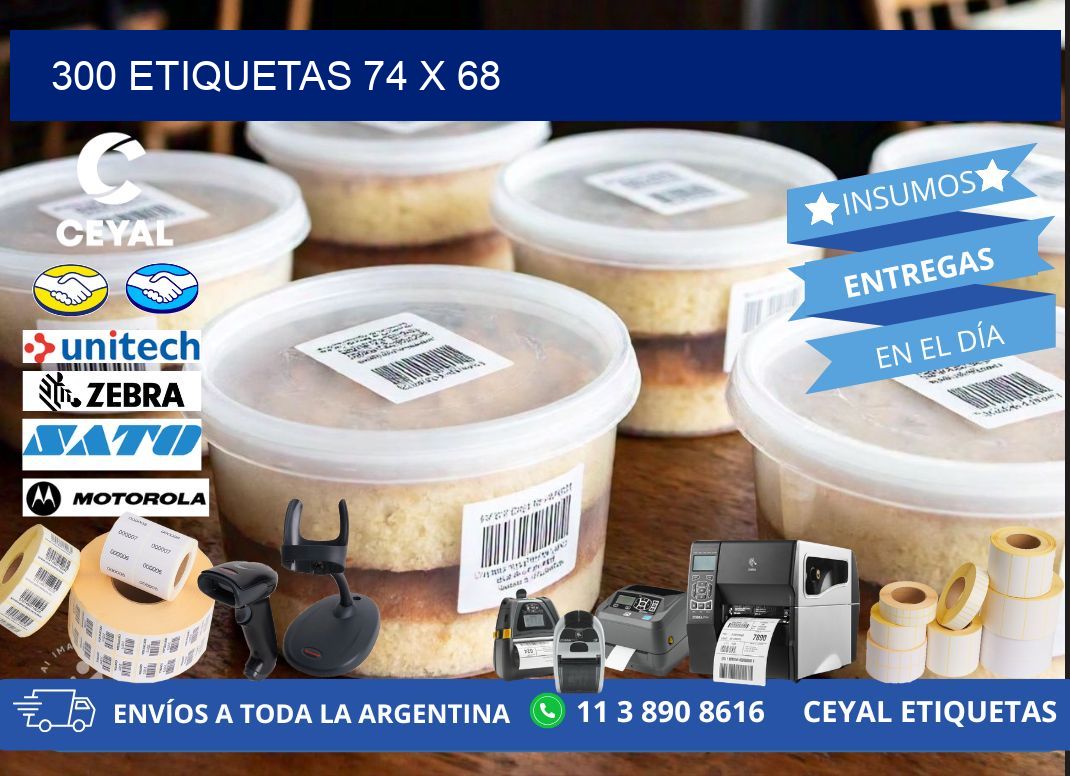 300 ETIQUETAS 74 x 68