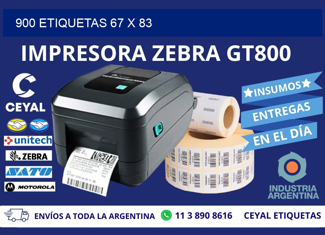 900 ETIQUETAS 67 x 83