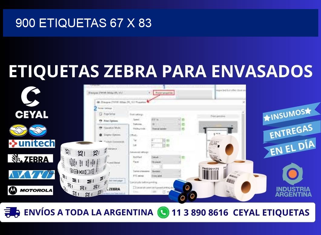 900 ETIQUETAS 67 x 83