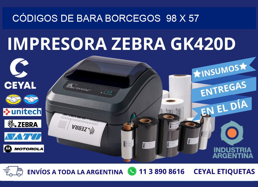 CÓDIGOS DE BARA BORCEGOS  98 x 57