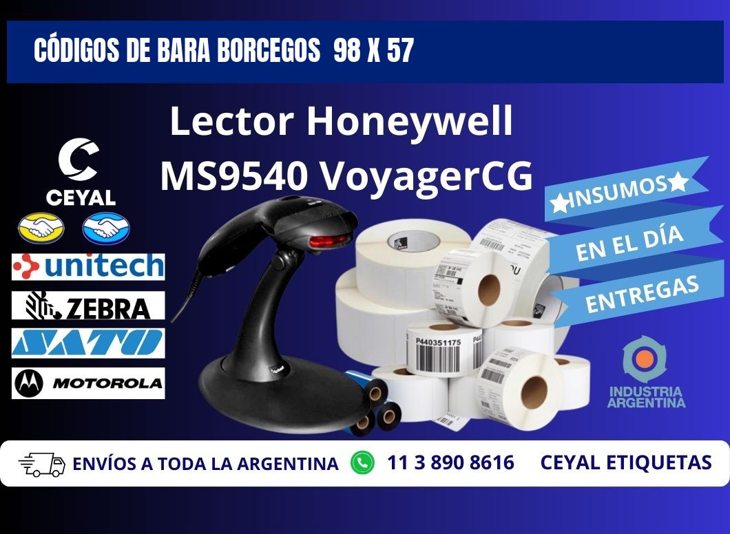 CÓDIGOS DE BARA BORCEGOS  98 x 57