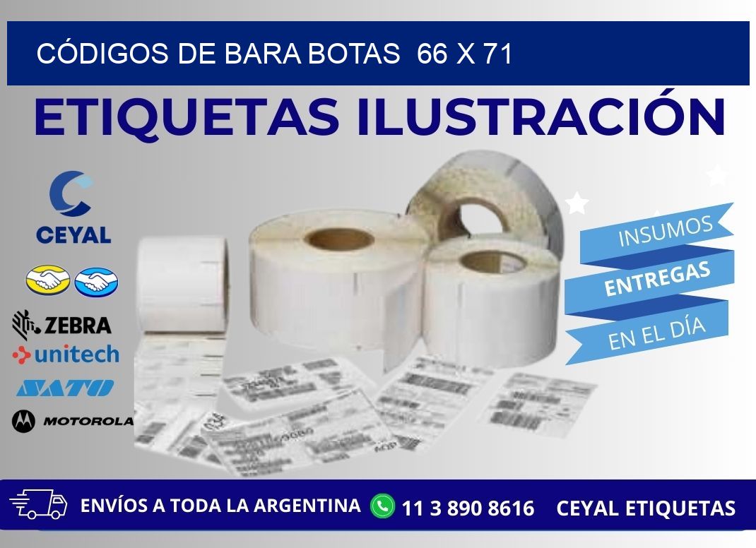 CÓDIGOS DE BARA BOTAS  66 x 71