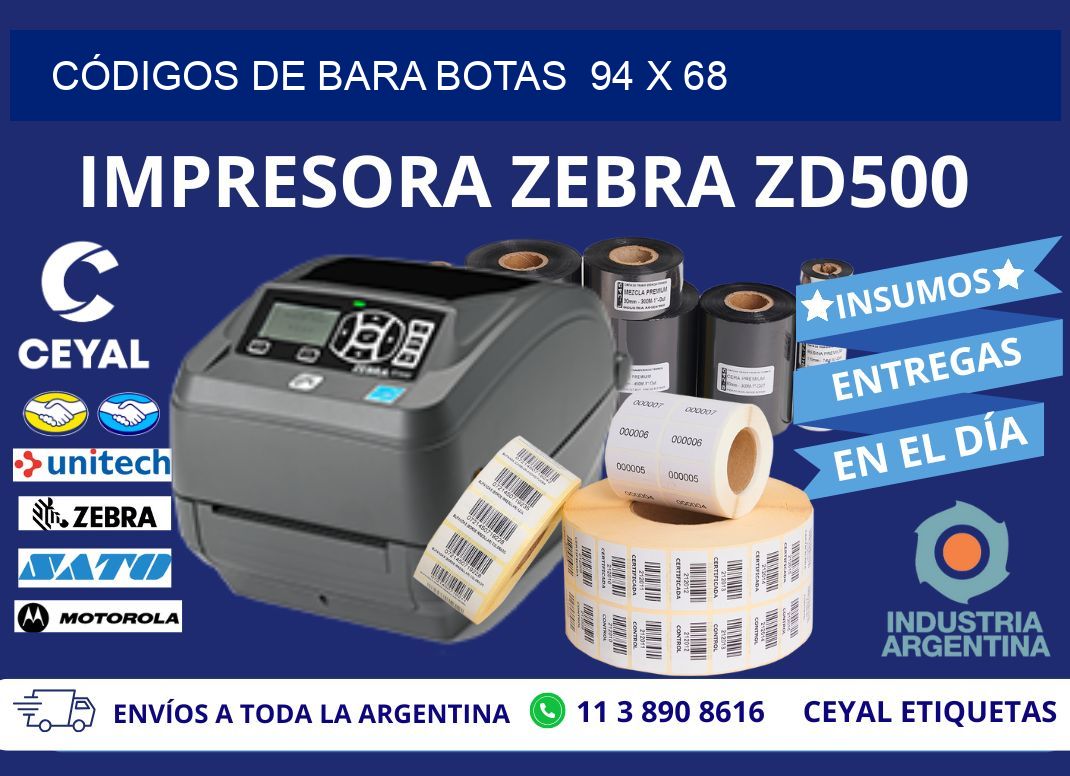 CÓDIGOS DE BARA BOTAS  94 x 68