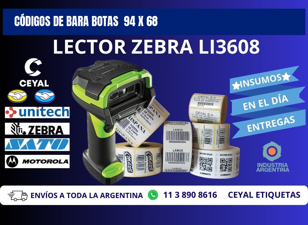 CÓDIGOS DE BARA BOTAS  94 x 68