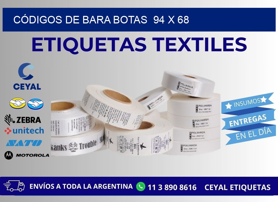 CÓDIGOS DE BARA BOTAS  94 x 68