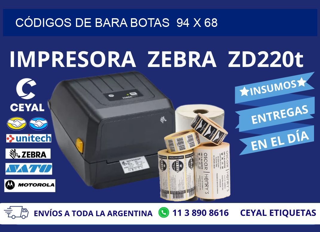 CÓDIGOS DE BARA BOTAS  94 x 68