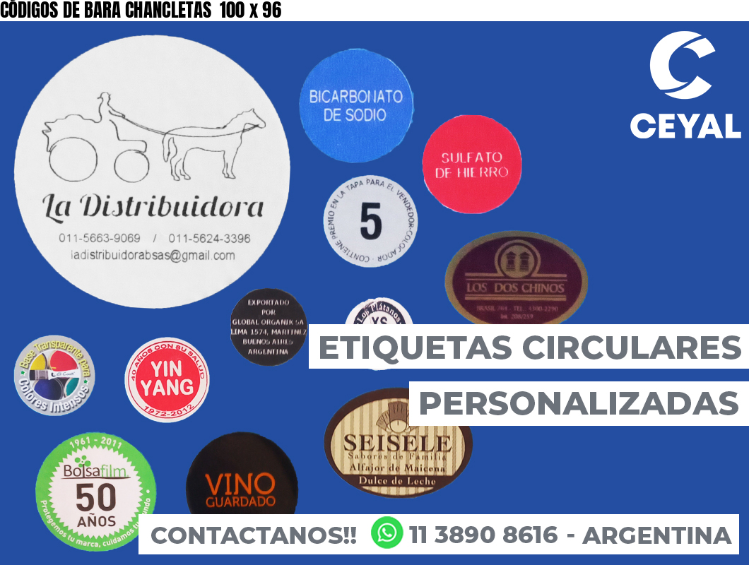 CÓDIGOS DE BARA CHANCLETAS  100 x 96