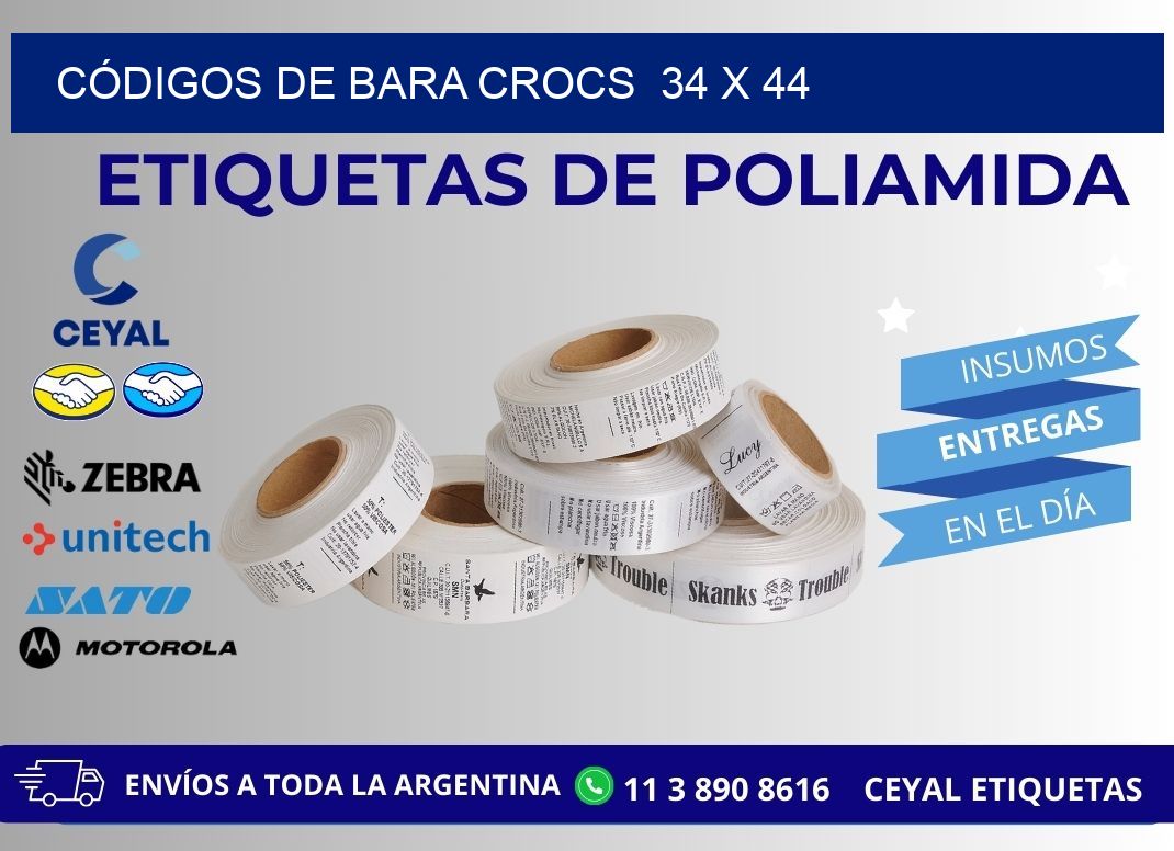 CÓDIGOS DE BARA CROCS  34 x 44
