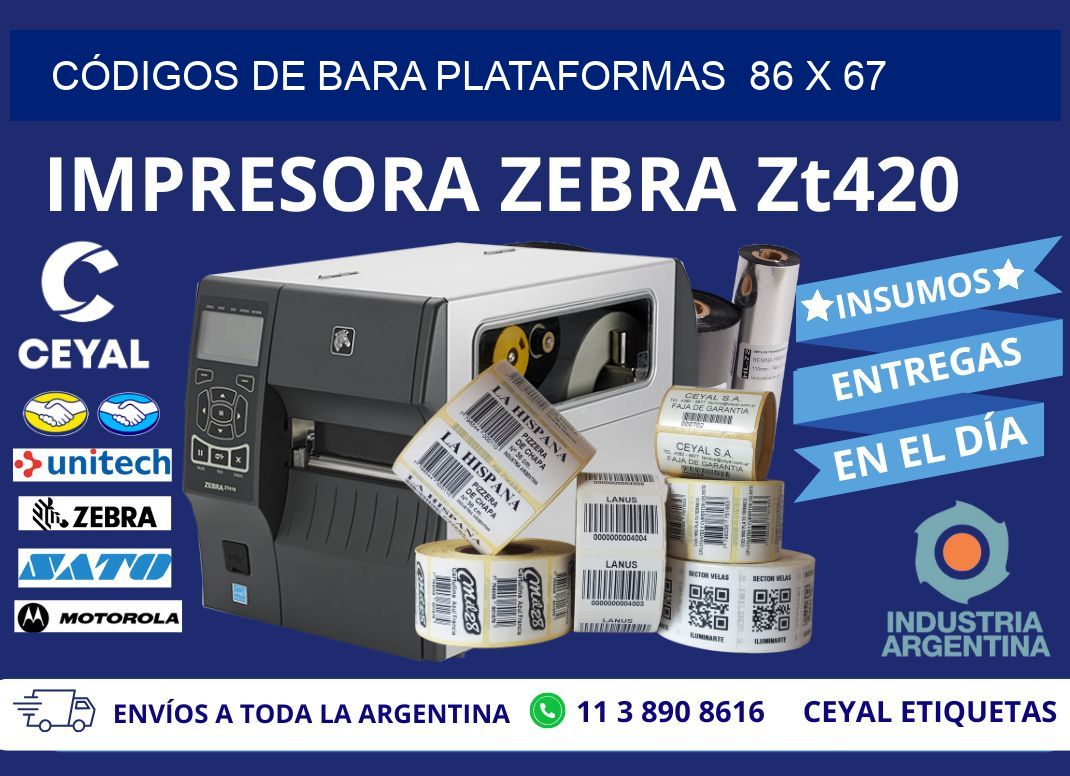 CÓDIGOS DE BARA PLATAFORMAS  86 x 67