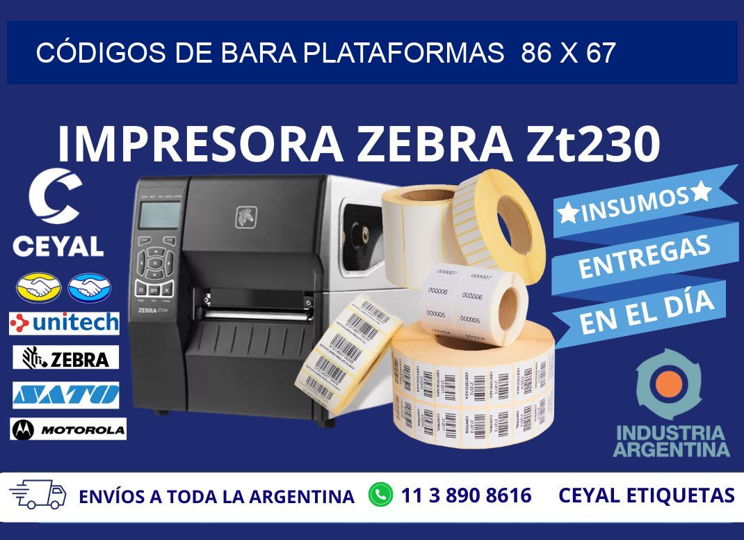 CÓDIGOS DE BARA PLATAFORMAS  86 x 67