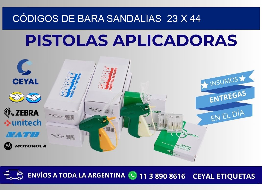 CÓDIGOS DE BARA SANDALIAS  23 x 44