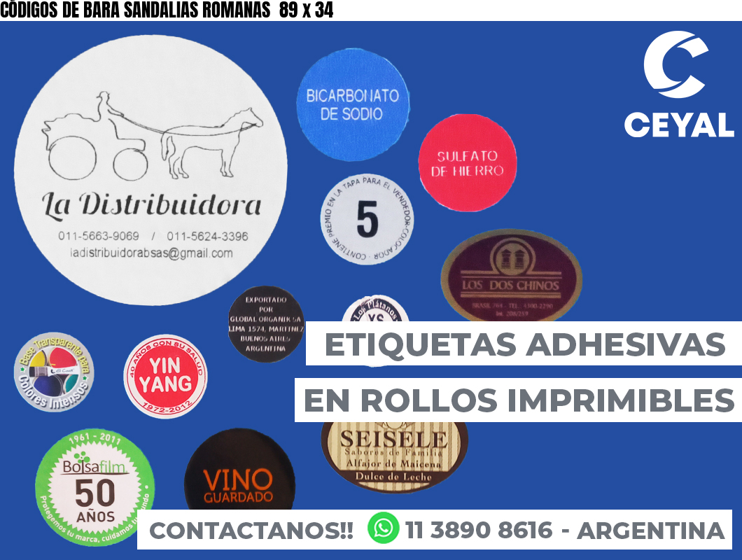 CÓDIGOS DE BARA SANDALIAS ROMANAS  89 x 34