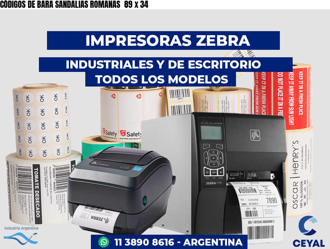CÓDIGOS DE BARA SANDALIAS ROMANAS  89 x 34