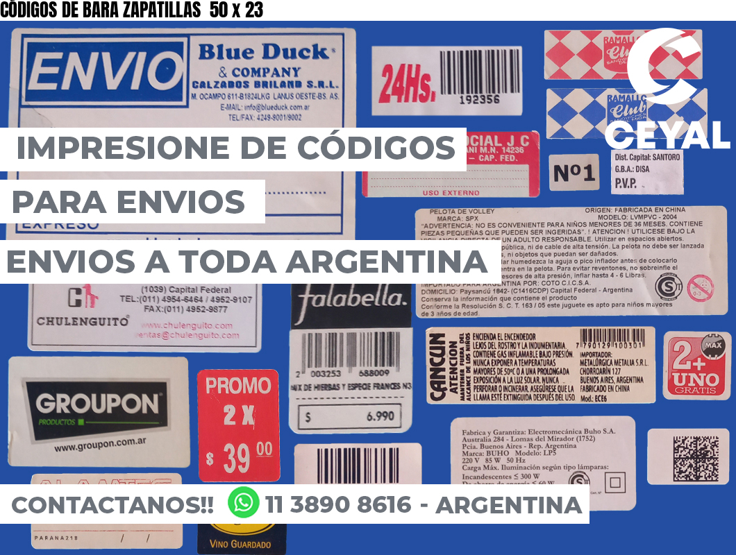 CÓDIGOS DE BARA ZAPATILLAS  50 x 23