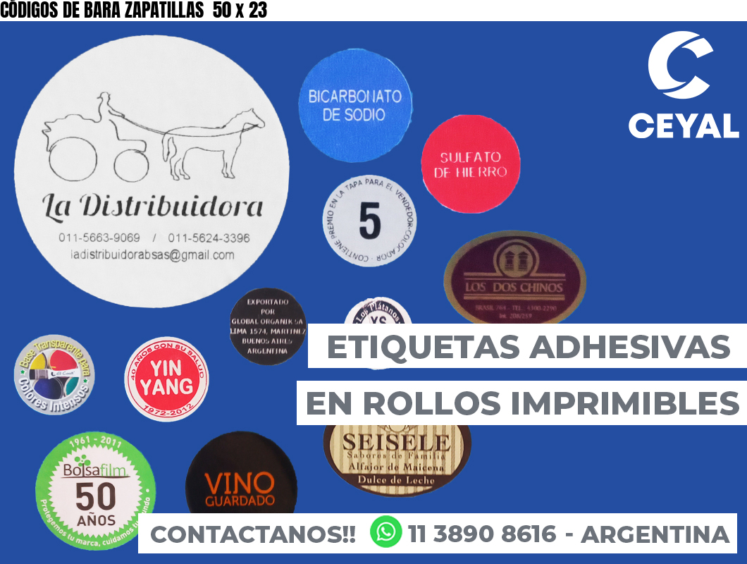 CÓDIGOS DE BARA ZAPATILLAS  50 x 23