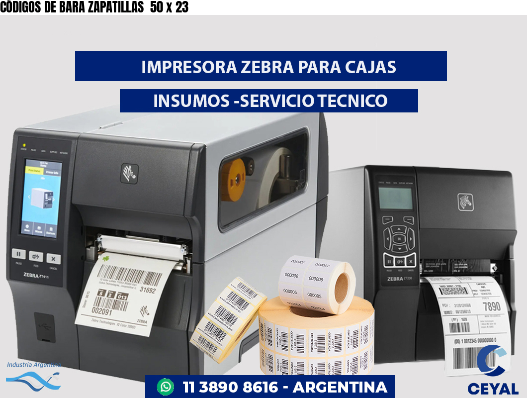 CÓDIGOS DE BARA ZAPATILLAS  50 x 23
