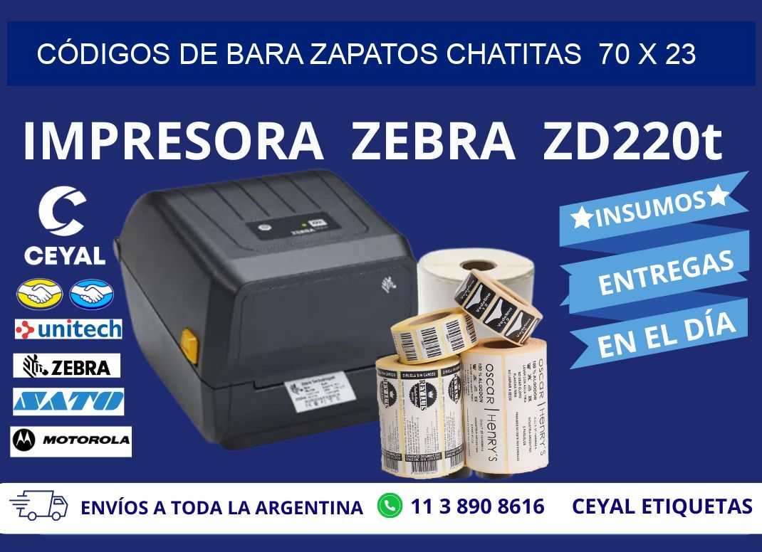 CÓDIGOS DE BARA ZAPATOS CHATITAS  70 x 23