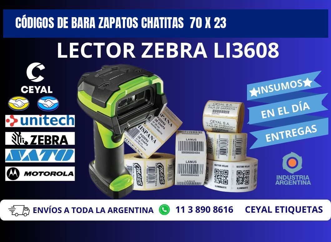 CÓDIGOS DE BARA ZAPATOS CHATITAS  70 x 23