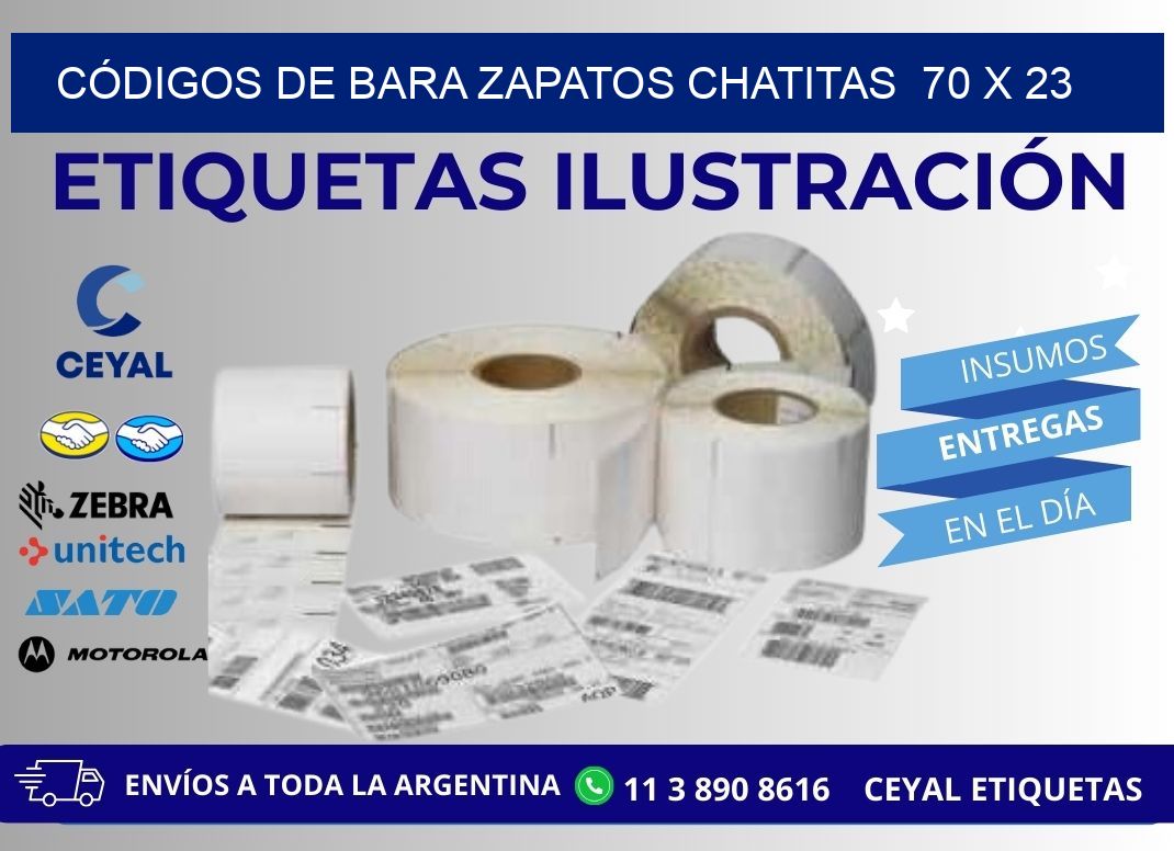 CÓDIGOS DE BARA ZAPATOS CHATITAS  70 x 23
