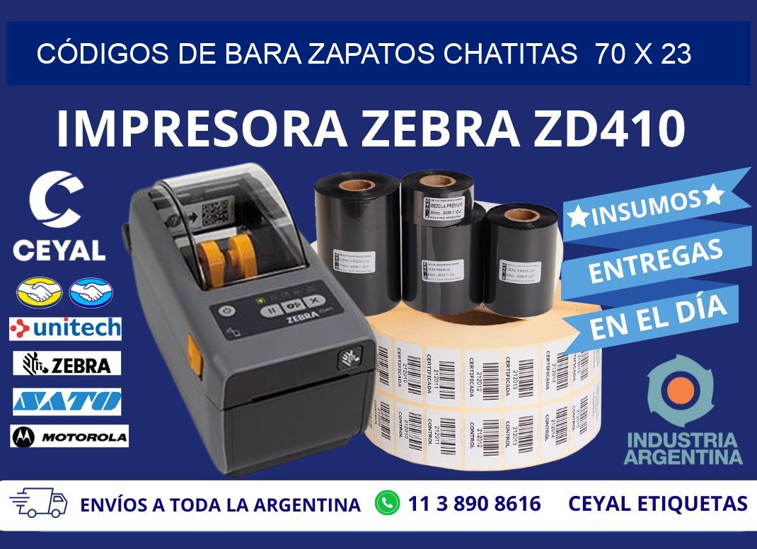 CÓDIGOS DE BARA ZAPATOS CHATITAS  70 x 23