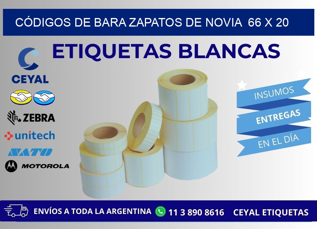 CÓDIGOS DE BARA ZAPATOS DE NOVIA  66 x 20