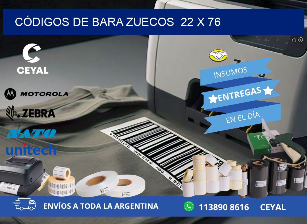 CÓDIGOS DE BARA ZUECOS  22 x 76