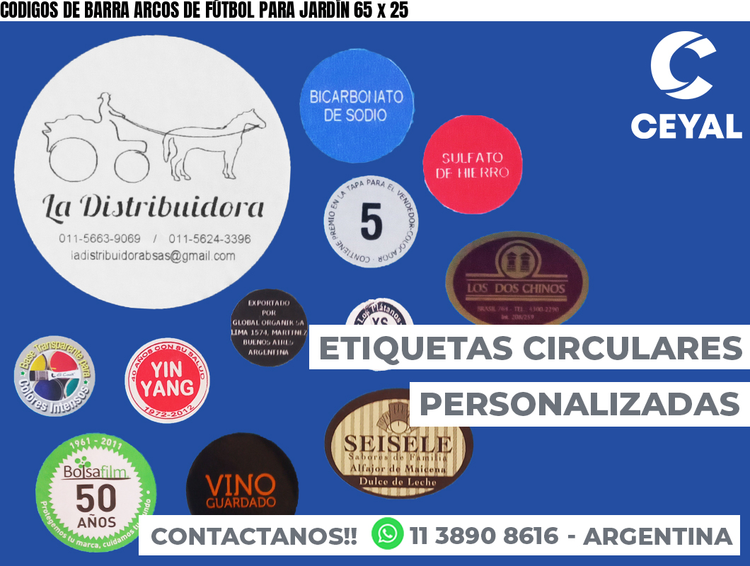 CODIGOS DE BARRA ARCOS DE FÚTBOL PARA JARDÍN 65 x 25