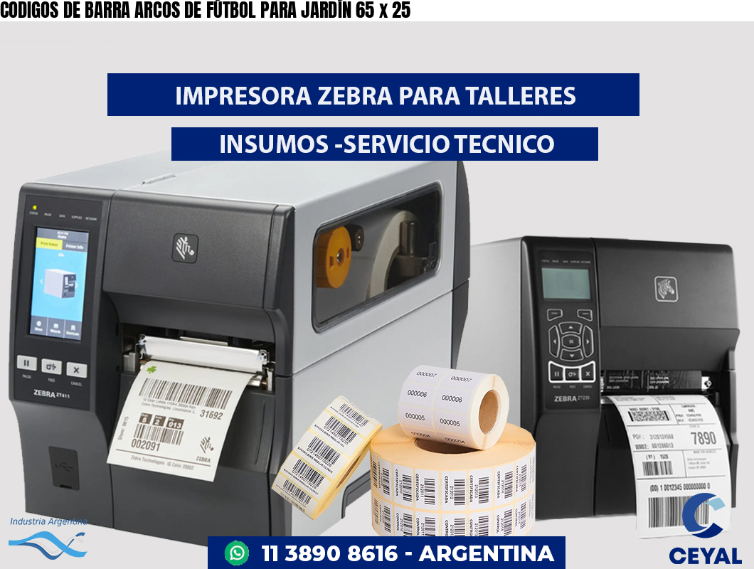 CODIGOS DE BARRA ARCOS DE FÚTBOL PARA JARDÍN 65 x 25