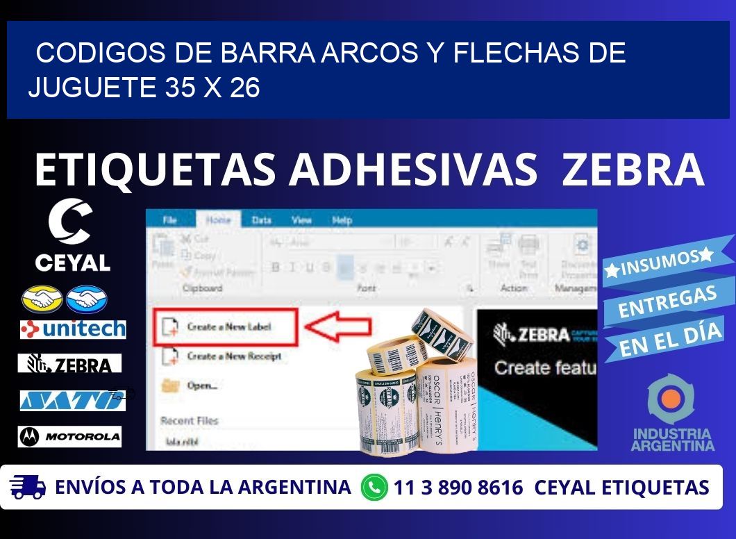 CODIGOS DE BARRA ARCOS Y FLECHAS DE JUGUETE 35 x 26