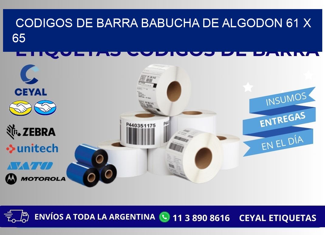 CODIGOS DE BARRA BABUCHA DE ALGODON 61 x 65