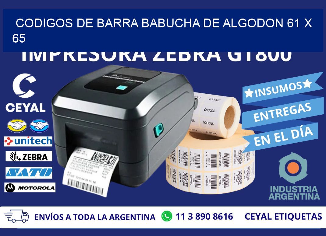 CODIGOS DE BARRA BABUCHA DE ALGODON 61 x 65