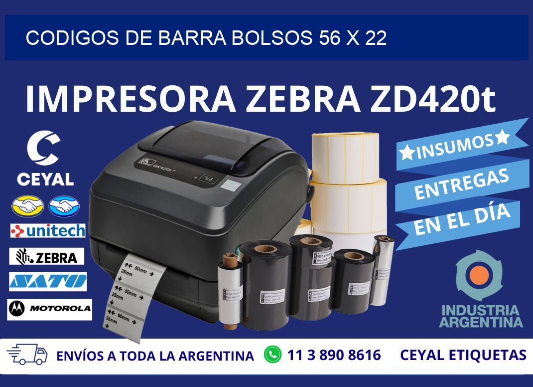 CODIGOS DE BARRA BOLSOS 56 x 22