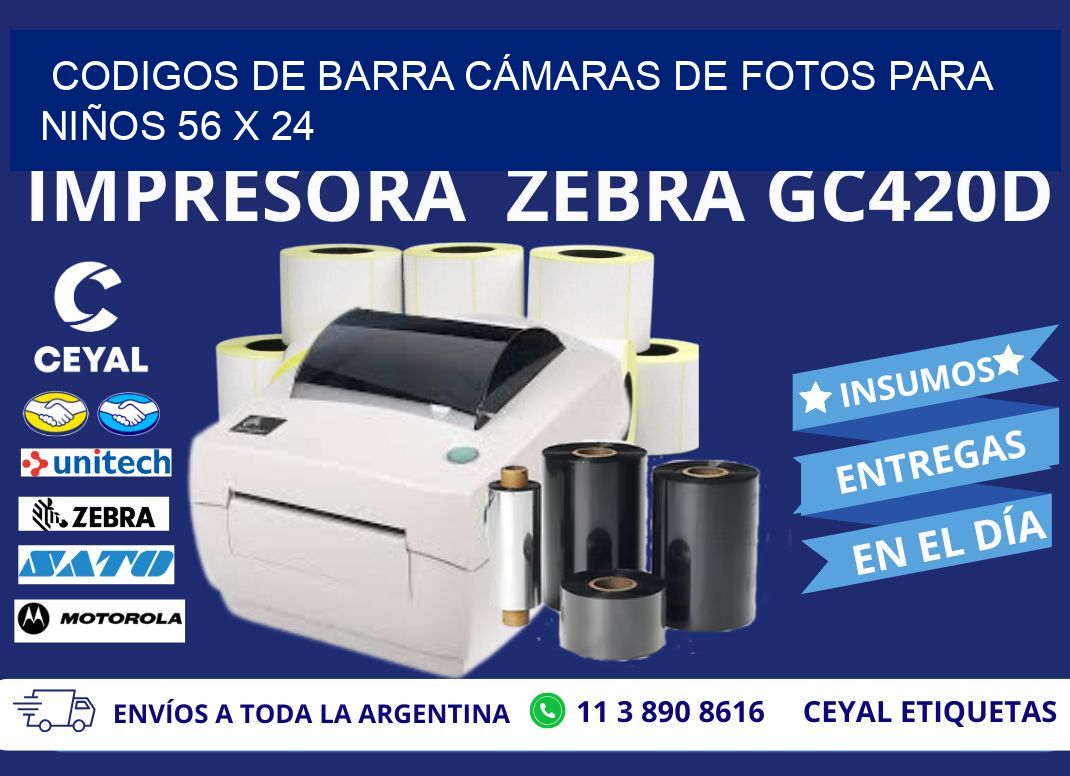 CODIGOS DE BARRA CÁMARAS DE FOTOS PARA NIÑOS 56 x 24