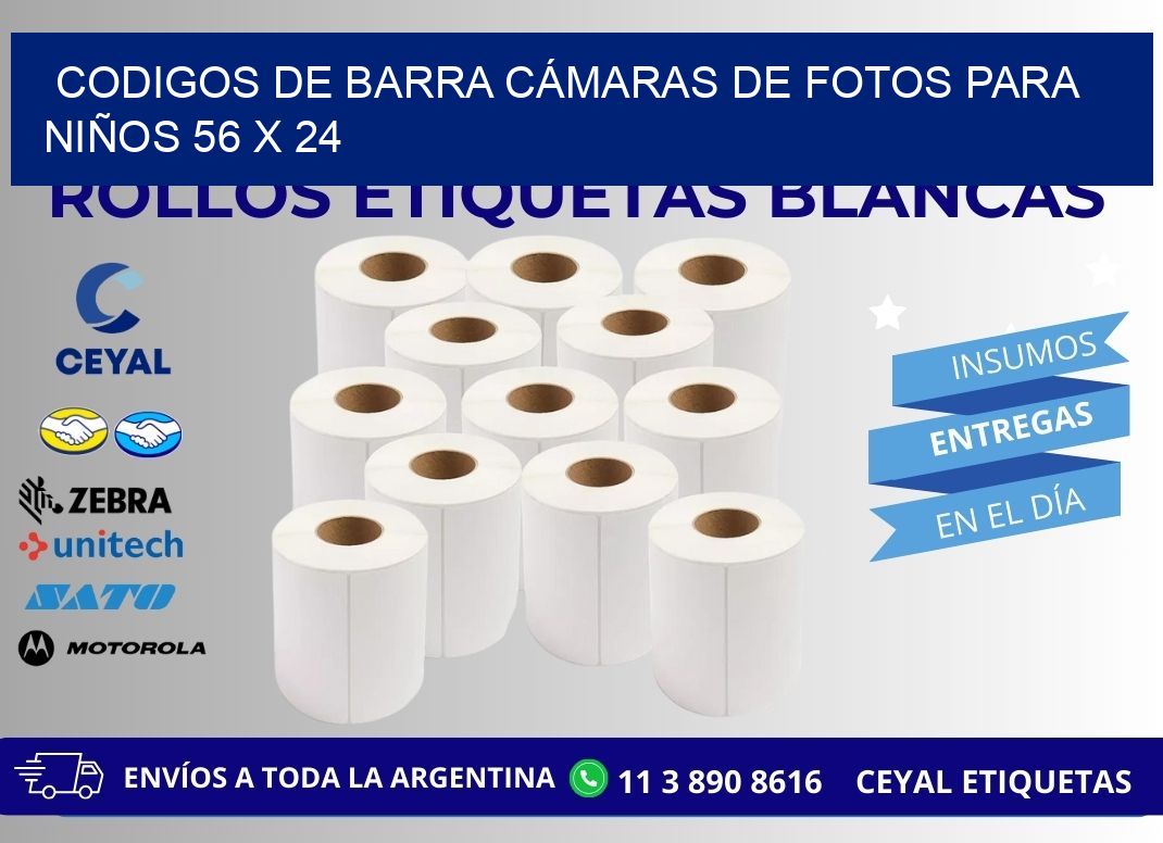 CODIGOS DE BARRA CÁMARAS DE FOTOS PARA NIÑOS 56 x 24