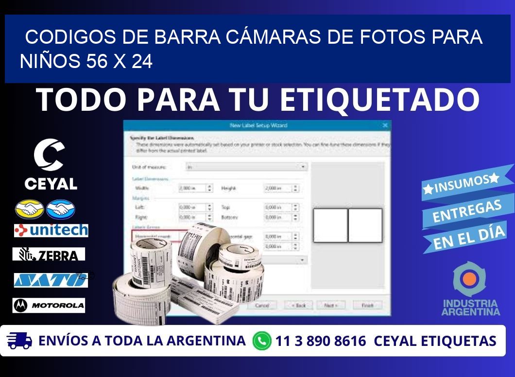 CODIGOS DE BARRA CÁMARAS DE FOTOS PARA NIÑOS 56 x 24