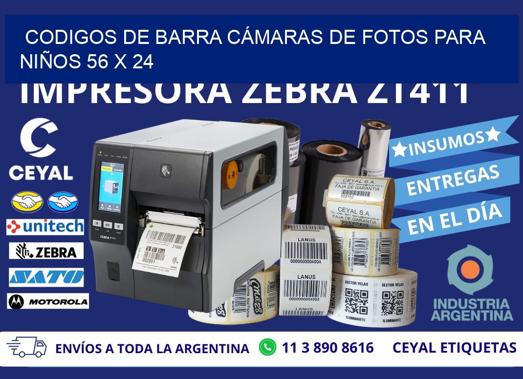 CODIGOS DE BARRA CÁMARAS DE FOTOS PARA NIÑOS 56 x 24