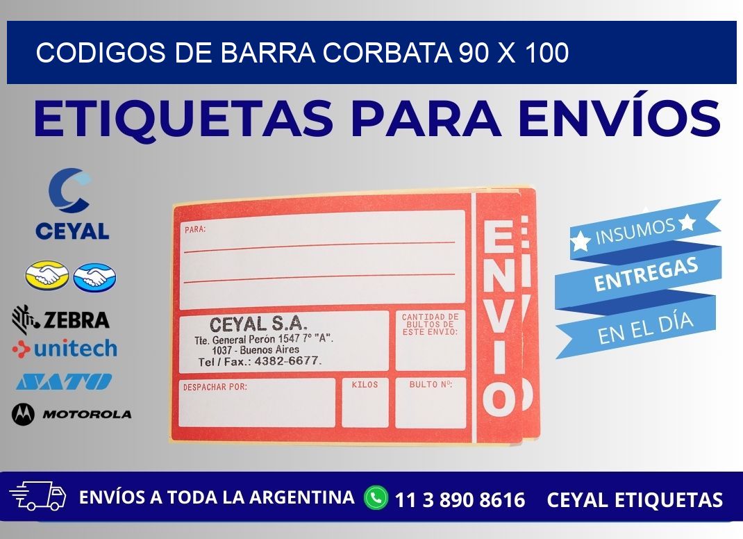CODIGOS DE BARRA CORBATA 90 x 100