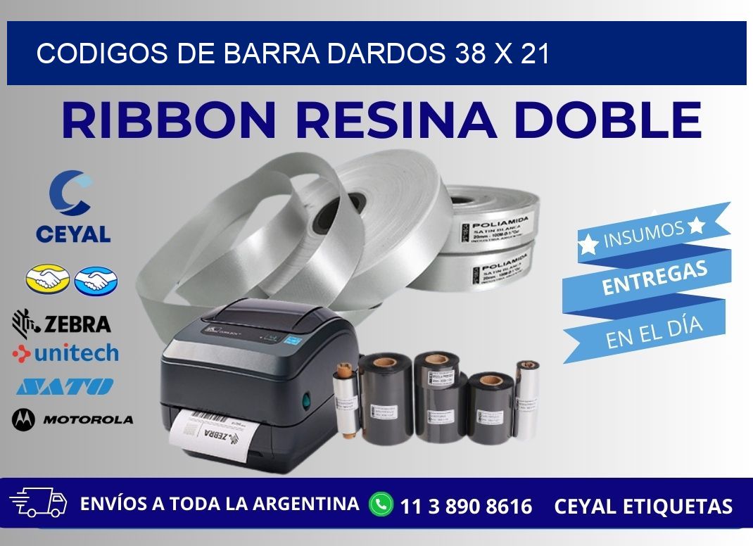 CODIGOS DE BARRA DARDOS 38 x 21