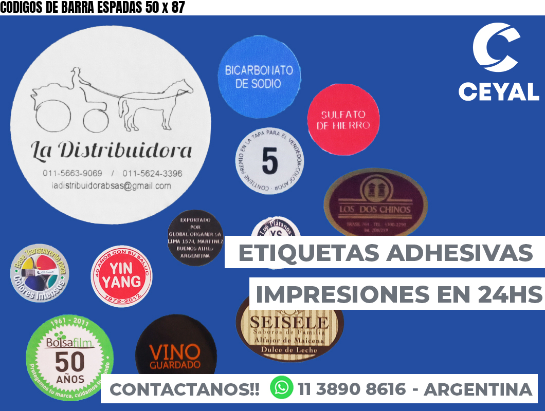 CODIGOS DE BARRA ESPADAS 50 x 87