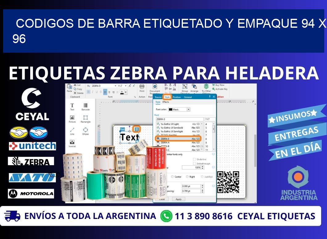 CODIGOS DE BARRA ETIQUETADO Y EMPAQUE 94 x 96