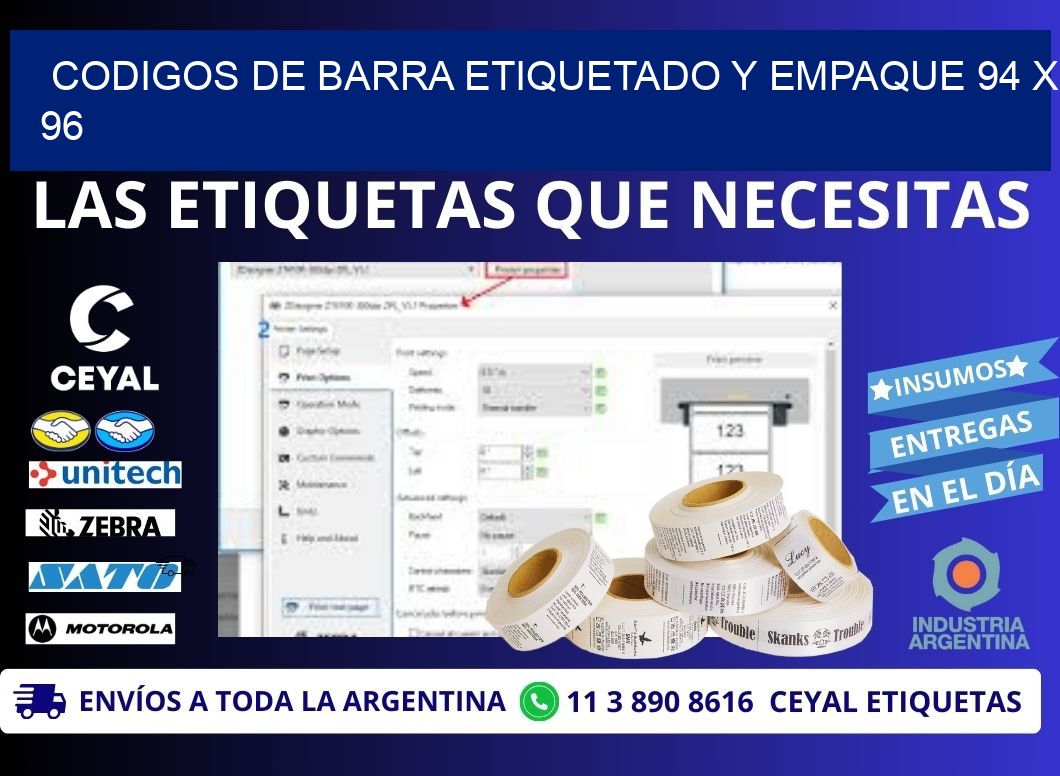 CODIGOS DE BARRA ETIQUETADO Y EMPAQUE 94 x 96
