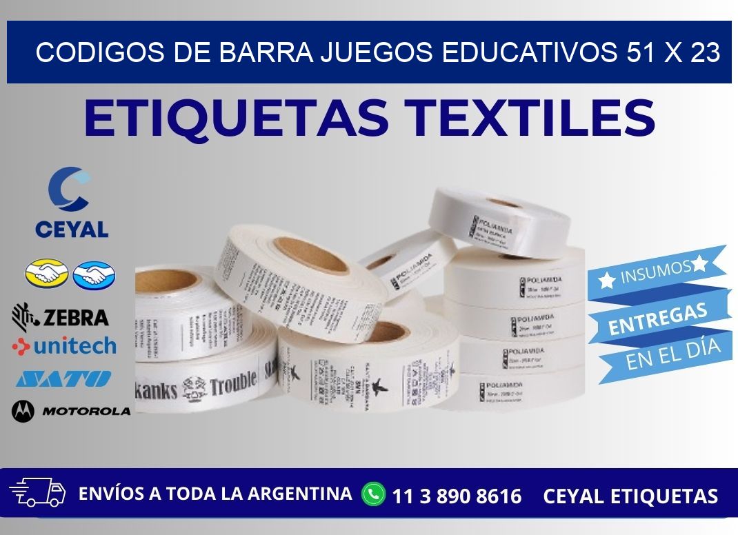CODIGOS DE BARRA JUEGOS EDUCATIVOS 51 x 23