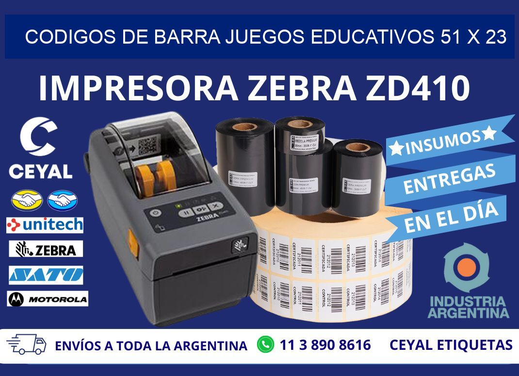 CODIGOS DE BARRA JUEGOS EDUCATIVOS 51 x 23