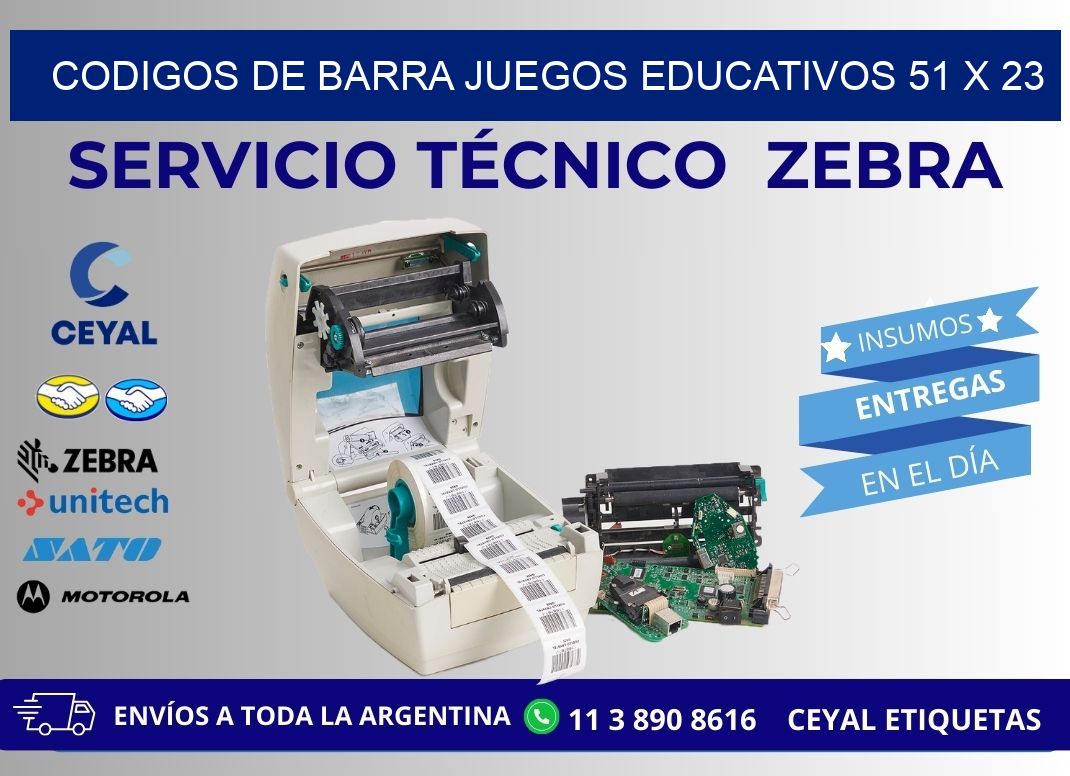CODIGOS DE BARRA JUEGOS EDUCATIVOS 51 x 23
