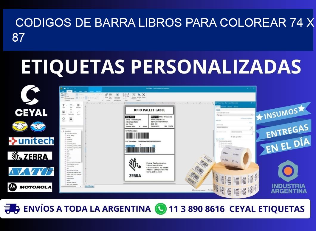 CODIGOS DE BARRA LIBROS PARA COLOREAR 74 x 87