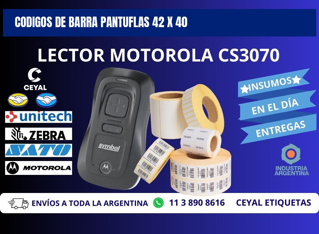 CODIGOS DE BARRA PANTUFLAS 42 x 40