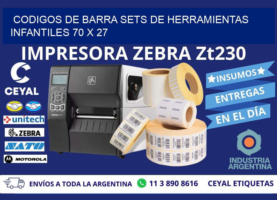 CODIGOS DE BARRA SETS DE HERRAMIENTAS INFANTILES 70 x 27