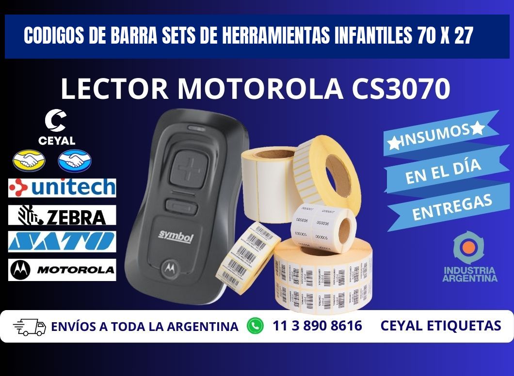CODIGOS DE BARRA SETS DE HERRAMIENTAS INFANTILES 70 x 27